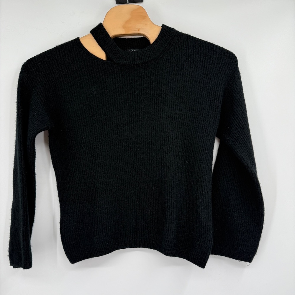Rails Alexi Ribbed Cut Out Rib Knit Sweater Black Womens M